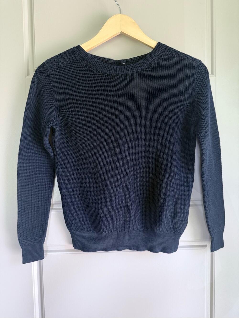 RALPH LAUREN Polo dark blue navy 100% cotton long sleeve button knit sweater
